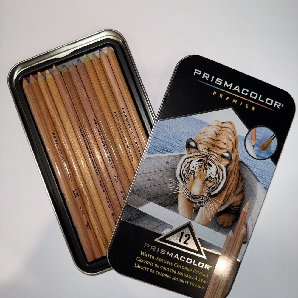Prismacolor Premier Watercolor Pencils 12 Count Tin Water Soluble Art Pencils